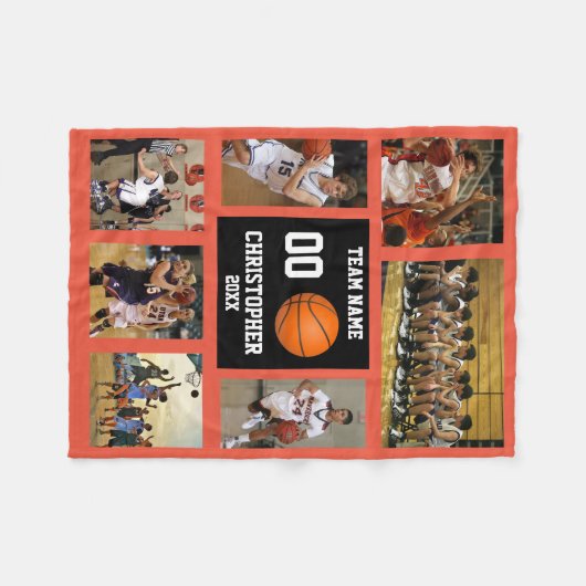 Couverture Polaire Basket-ball 7 Photo Collage Orange Small (Devant (Horizontal))