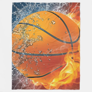 Couverture Polaire Basket-ball à flammes