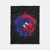 Couverture Polaire Basket-ball avec drapeau d'Haïti (Devant)