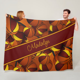 Couverture Polaire basket-ball motif maroon or sports équipes couleur
