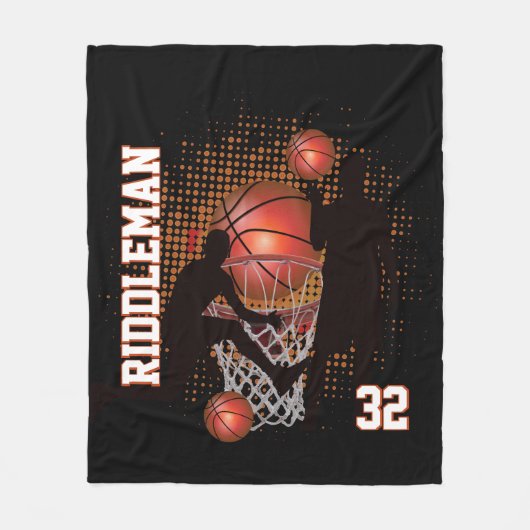 Couverture Polaire Basket-ball - Noir et orange (Devant)