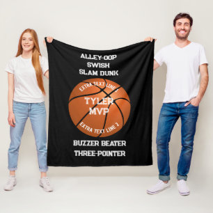 Couverture Polaire Basket-ball, Nom de l'enfant, MVP/Numéro, 7 lignes