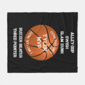 Couverture Polaire Basket-ball, Nom de l'enfant, MVP/Numéro, 7 lignes (Devant (Horizontal))