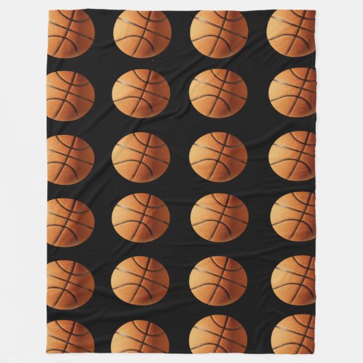 Couverture Polaire Basket Ball Orange Et Noir Motif, Grand (Devant)