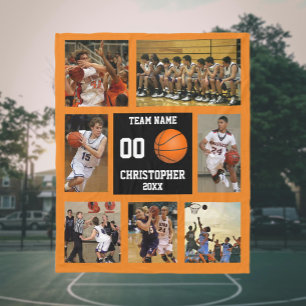 Couverture Polaire Basket-ball photo collage Orange
