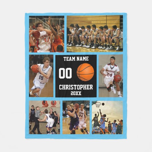 Couverture Polaire Basket-ball photo collage Sky blue (Devant)