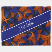 Couverture Polaire basket-ball pttrn bleu noir équipe couleurs son no (Devant (Horizontal))