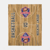 Couverture Polaire Basket-ball - Rouge, Blanc et Bleu (Devant)