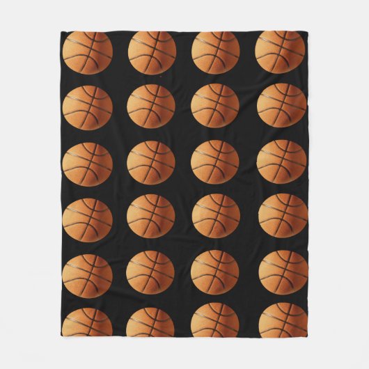 Couverture Polaire Basket-Ballons Orange Et Noir Motif, Moyen (Devant)