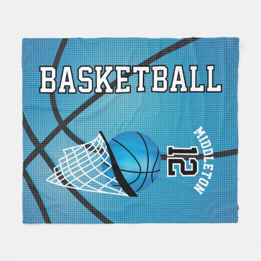 Couverture Polaire Basket 🏀 Sport Design en Bleu Bébé (Devant (Horizontal))