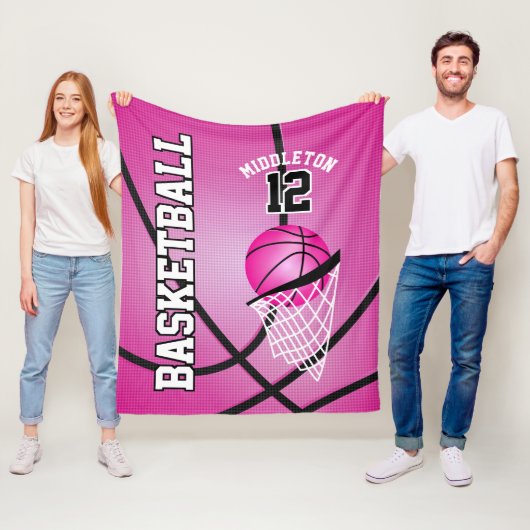 Couverture Polaire Basket 🏀 Sport Design - Rose (En situation)