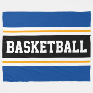 Couverture Polaire BASKETBALL Bleu profond Noir Jaune Stripes De Cour