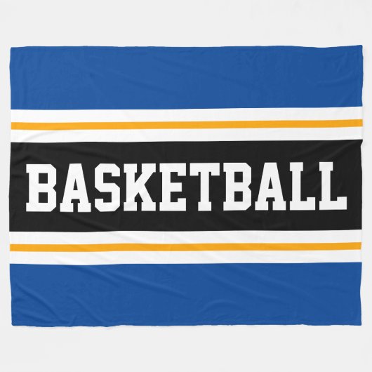Couverture Polaire BASKETBALL Bleu profond Noir Jaune Stripes De Cour (Devant (Horizontal))