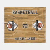 Couverture Polaire Basketball Court - Blanc et Noir (Devant (Horizontal))
