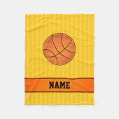 Couverture Polaire Basketball de nom personnalisé rayures jaunes (Devant)