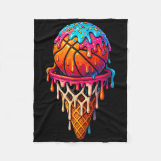 Couverture Polaire Basketball Ice Cream Drip For Boys Girls Youth Bas