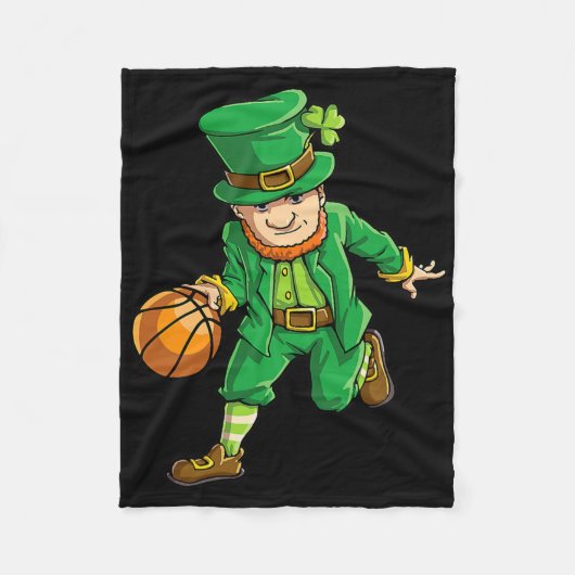 Couverture Polaire Basketball Leprechaun Jour de la Saint Patrick Gar (Devant)