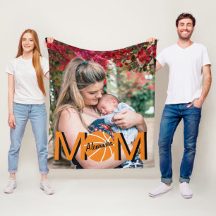 Couverture Polaire Basketball Maman Photo Fleece Blanche