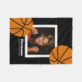 Couverture Polaire Basketball Photo Ajouter votre nom - Peut modifier (Devant (Horizontal))