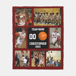 Couverture Polaire Basketball photo collage Red Wine