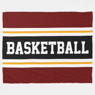 Couverture Polaire BASKETBALL Profond Rouge Noir Jaune Stripes De Cou