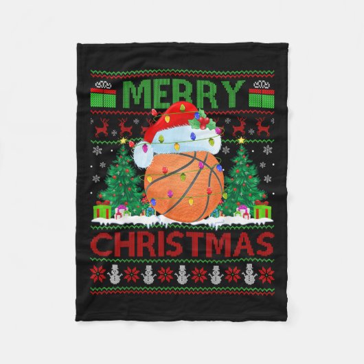 Couverture Polaire Basketball Ugly Christmas Sweater Srts Player Ligh (Devant)