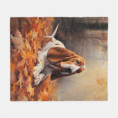 Couverture Polaire Basset Hound à l'automne Leaves automne Inspire (Devant (Horizontal))