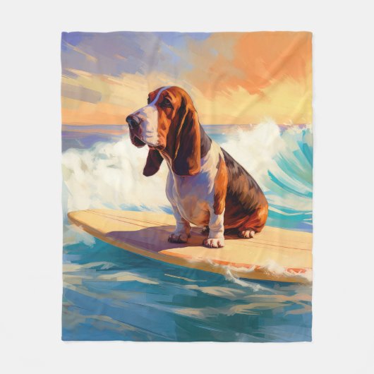 Couverture Polaire Basset Hound Beach Surf Peinture (Devant)