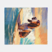 Couverture Polaire Basset Hound Beach Surf Peinture (Devant (Horizontal))