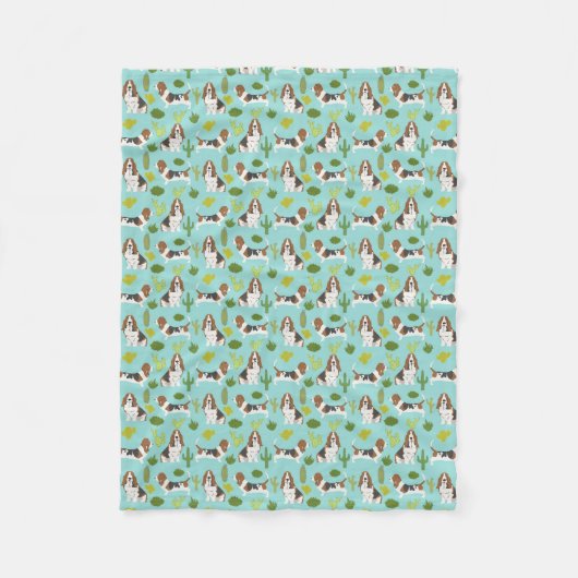 Couverture Polaire Basset Hound Cactus Blanket - cadeaux pour chien (Devant)
