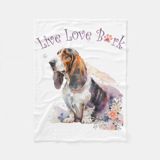 Couverture Polaire Basset Hound Chien Maman Floral (Devant)