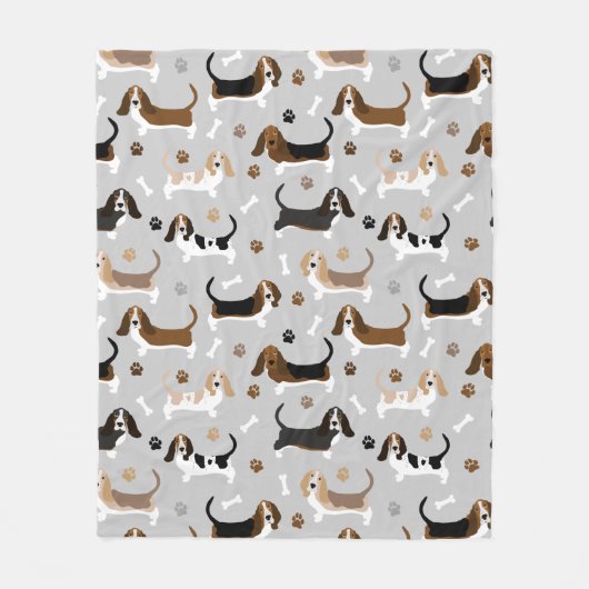 Couverture Polaire Basset Hound Chig Bones and Paws (Devant)