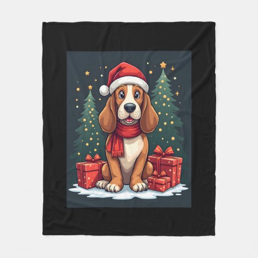 Couverture Polaire Basset Hound Dog Christmas Parties Santa Dog Lover (Devant)