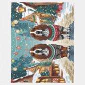 Couverture Polaire Basset Hound Dogs Christmas Snow Holiday (Devant)
