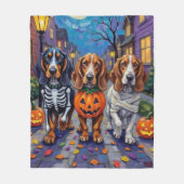 Couverture Polaire Basset Hound Dogs Trick-or-Treating en Halloween (Devant)