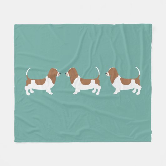 Couverture Polaire Basset Hound Fleece Blanche (Devant (Horizontal))