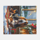 Couverture Polaire Basset Hound With Christmas Lights Holiday  (Devant (Horizontal))