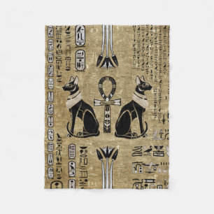 Couverture Polaire Bastet - Chats Égyptiens Et Croix D'Ankh