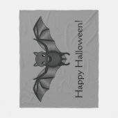 Couverture Polaire Bat Cartoon Mignonne Avec Joyeux Texte D'Halloween (Devant)