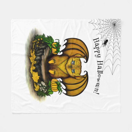 Couverture Polaire Bat d'Halloween mignonne (Devant (Horizontal))
