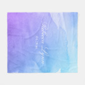 Couverture Polaire Bat mitzvah pourpre et turquoise d'aquarelle (Devant (Horizontal))