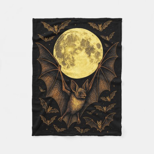 Couverture Polaire Bat Moon Halloween Gothique Éffrayant Nature Nuit (Devant)