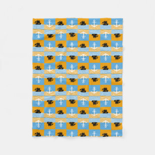 Couverture Polaire Bateau à voile et motif d'ancre