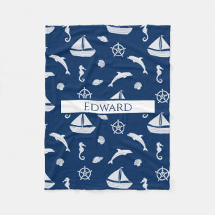 Couverture Polaire Bateau à voile et Motif Marine Life