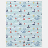Couverture Polaire Bateau à voile, vague et baleine Motif ID1228 (Devant)