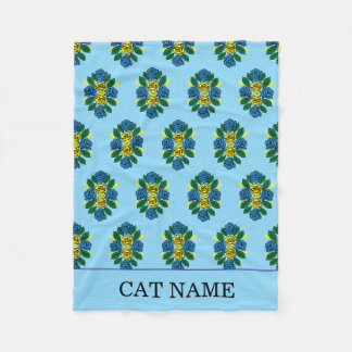 Couverture Polaire Bateau de canal à motif de roses bleues Chat