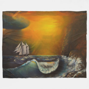 Couverture Polaire Bateau et coucher de soleil sur la Rocky Shore