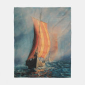 Couverture Polaire Bateau viking naviguant sur mer/océan dans le brou (Devant)