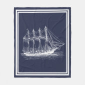 Couverture Polaire Bateau vintage blanc nautique de schooner (Devant)
