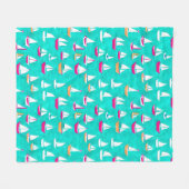 Couverture Polaire Bateaux à voile Motif Rose & Aqua (Devant (Horizontal))